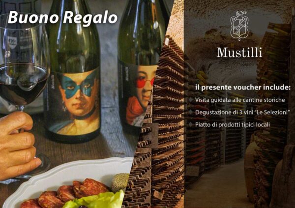 Voucher Regalo: visita guidata cantine, degustazione di 3 vini "Le Selezioni", piatto di prodotti tipici locali
